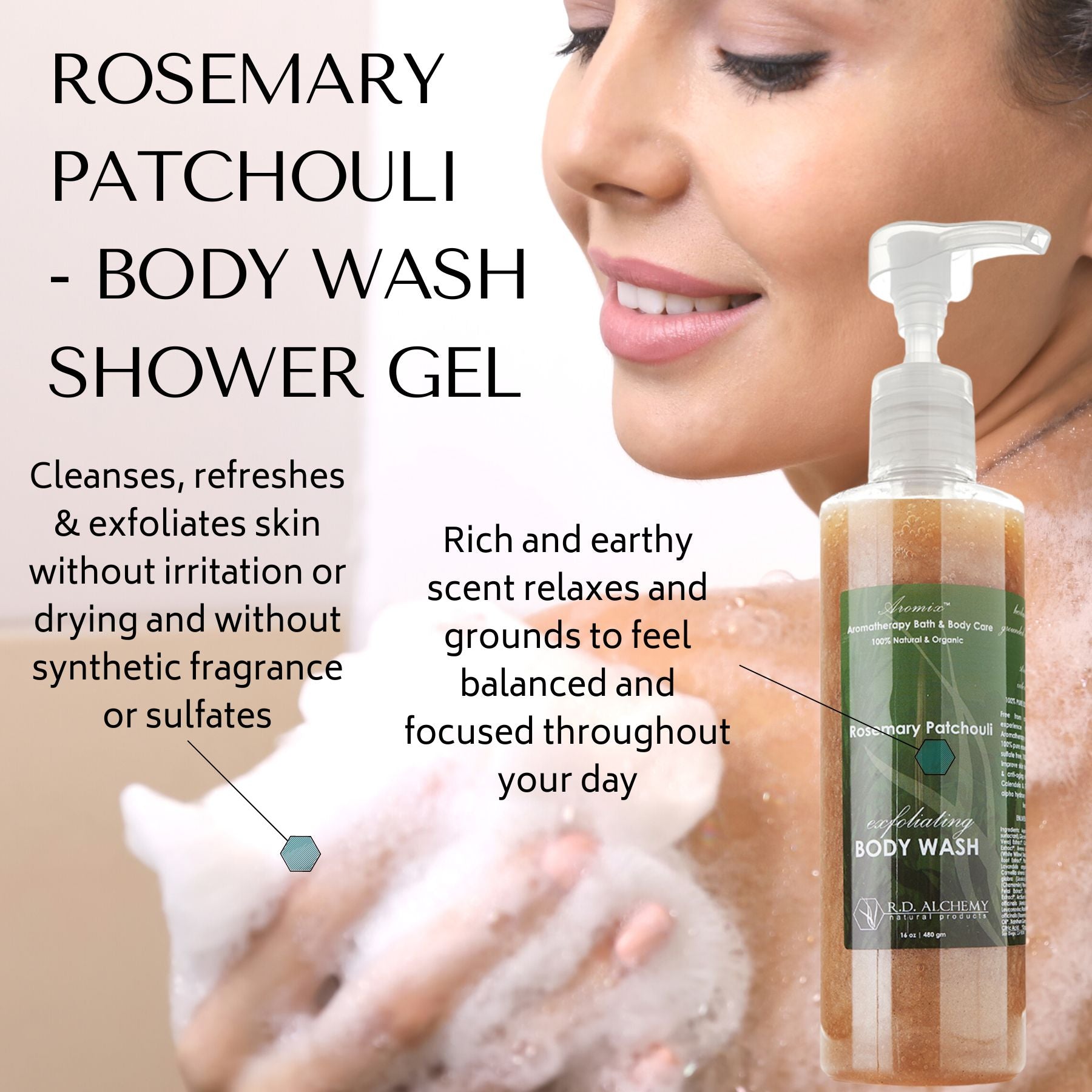 AROMATICA Embrace Body Wash Neroli & Patchouli for Aromatic Shower |  Relaxing Your Body & Mind with Earthly and Floral Fragrances | Vegan,  Sulfate