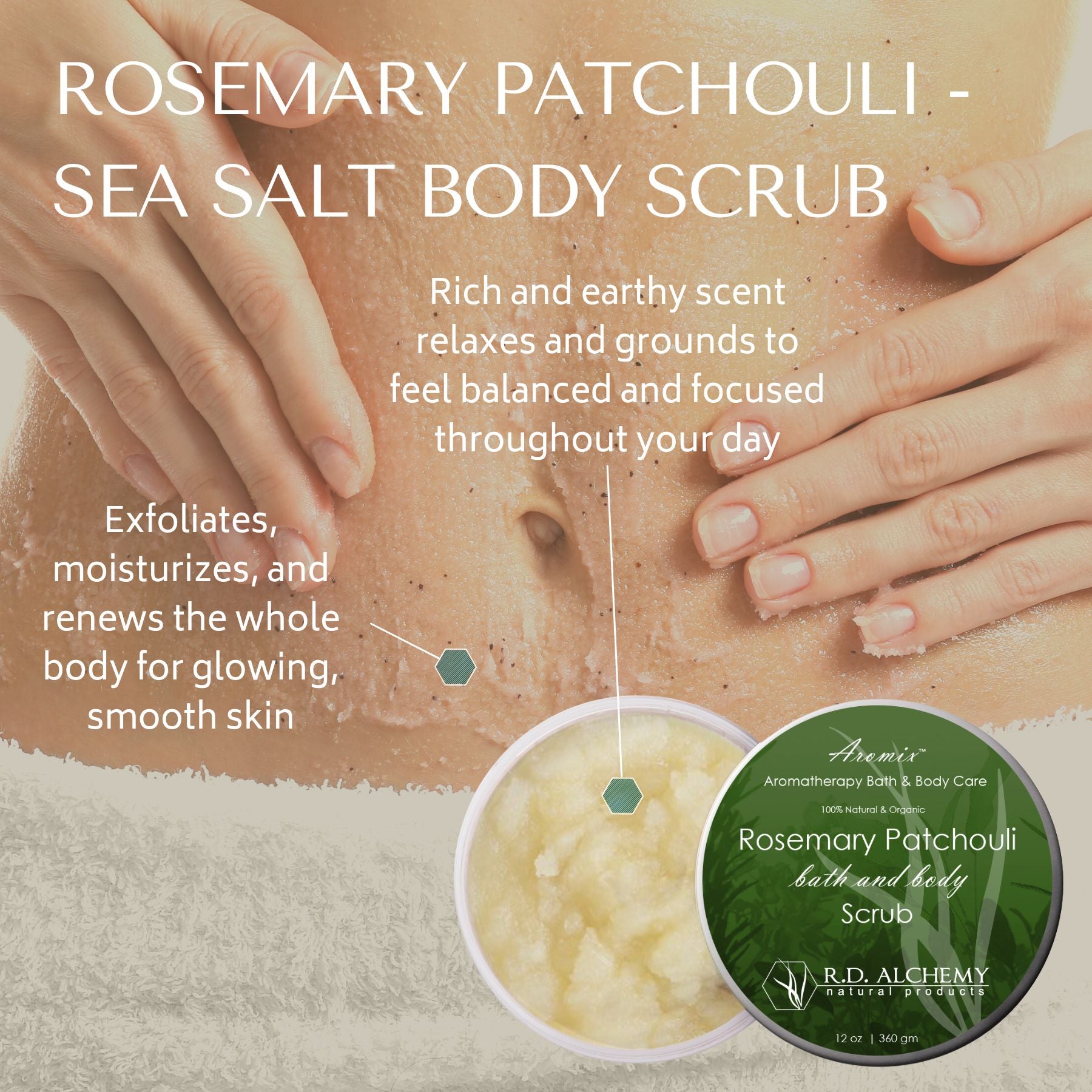 Organic Rosemary Patchouli - Sea Salt Body Scrub