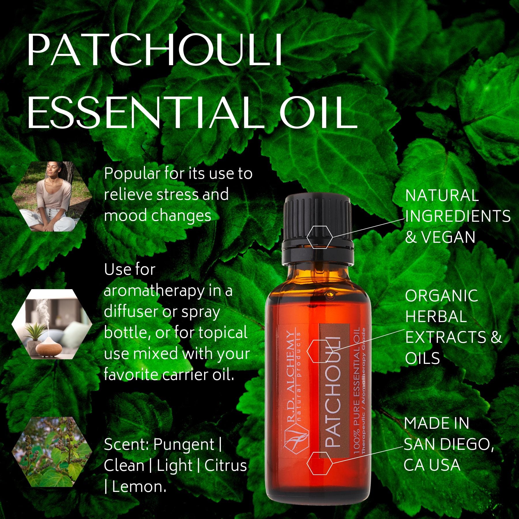 tobacco and patchouli essential oil + 9 oz Candle 228 Grant Street Candle Co Patchouli Essential Oil