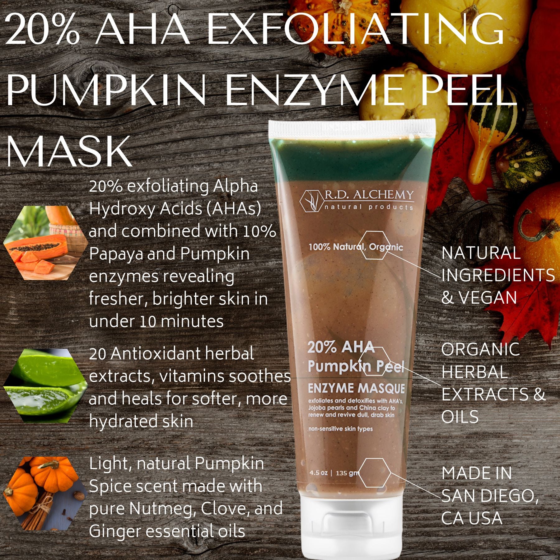 Glycolic Acid Pumpkin Enzyme Peel Mask – 15% To 45% AHA, Professional Facial Treatment