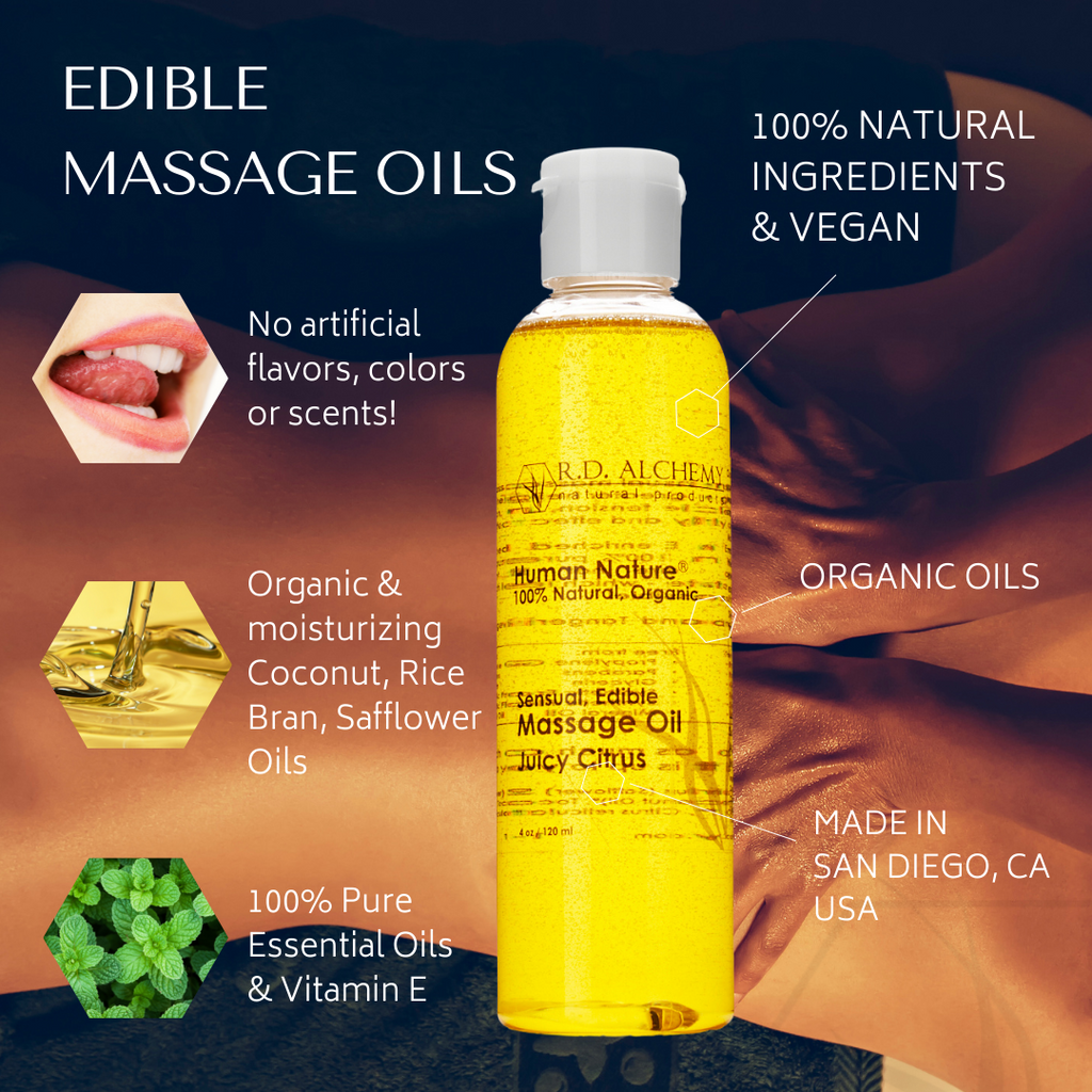 100 Natural, Organic, Sensual, Edible Massage Oil RD Alchemy