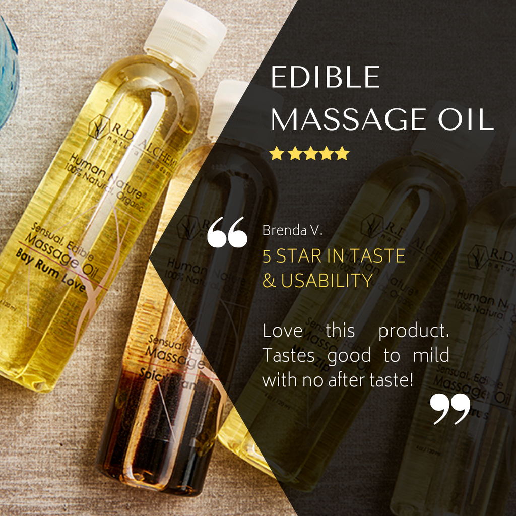 100 Natural, Organic, Sensual, Edible Massage Oil RD Alchemy